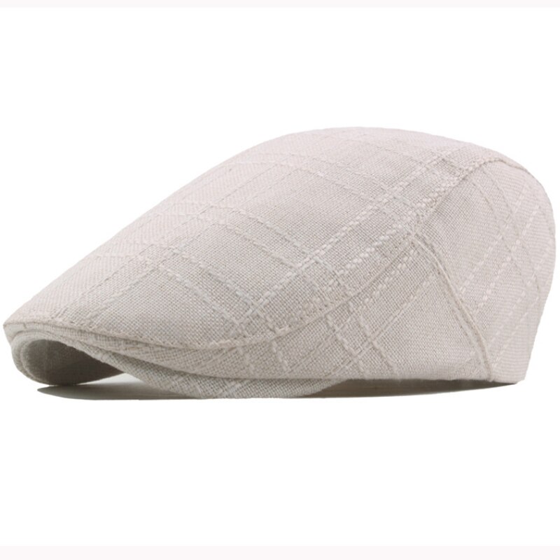 HT3193 hombres boinas para mujeres ropa de algodón sombrero de la boina ajustable Retro Ivy vendedor de tapa plana Primavera Verano hombre mujer boina Retro Pac: Beige Back Button