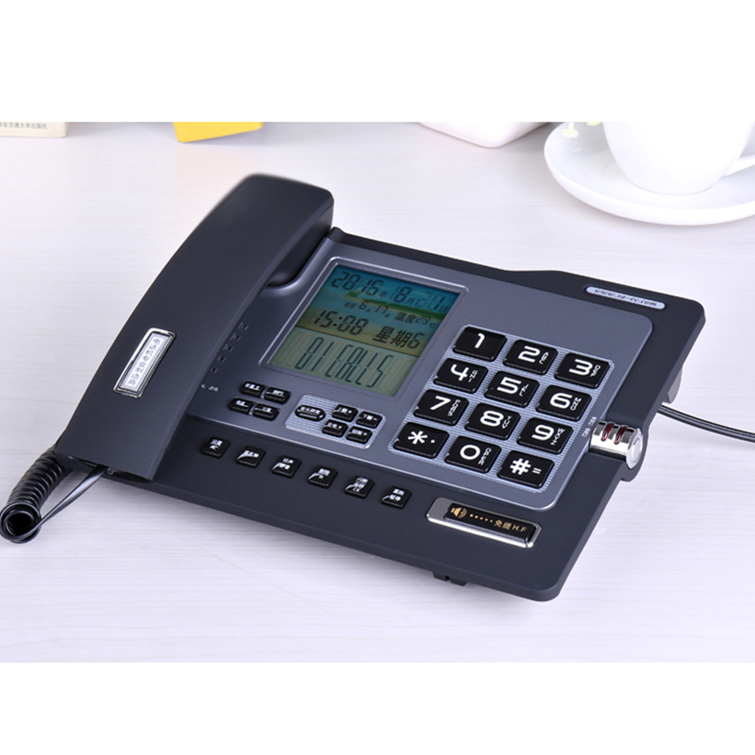 Office Home Corded Telephone Phone with Caller ID/Call Waiting, Speakerphone, Blacklist, Dual Interface Calculator &amp; Alarm Clock: black
