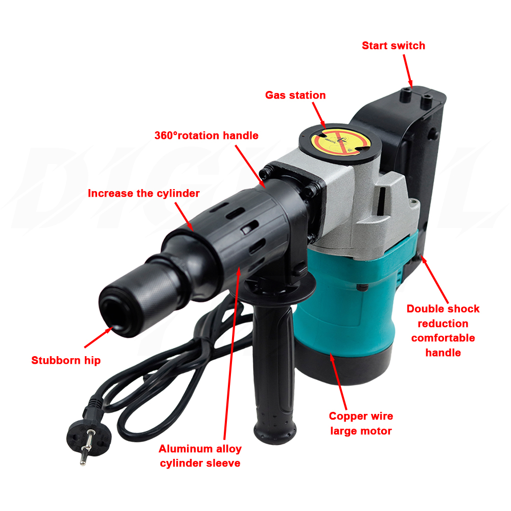 220V 1200W Heavy Duty Electric Hammer Electric Pick Impact Drill High Power Electric Concrete Perforator