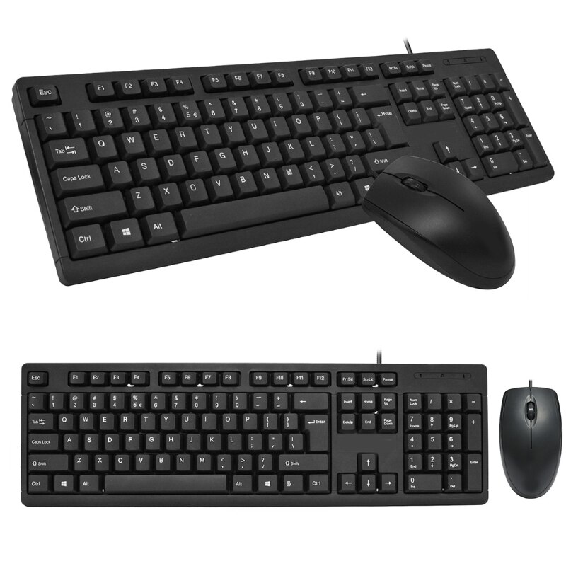 OOTDTY Gaming Wired Slim Flat &amp;Quiet 104 Keys Keyboard &amp; Small Portable Mouse for Gamer