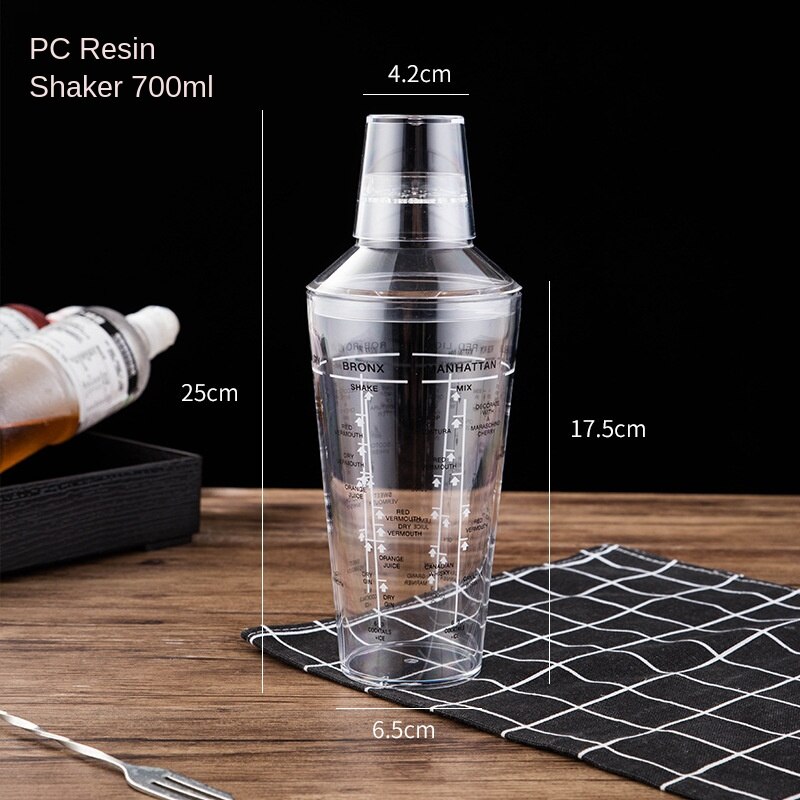 bar wine glass Transparent Scale Cocktail 400ML Stainless Bar Bottle Tools Shaker Glass WF106: PC-700ml
