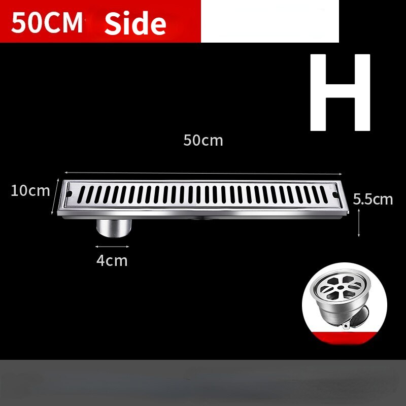 Stainless steel Long Square shower floor drain cover floor waste grate for Shower room toilet insect proof: H