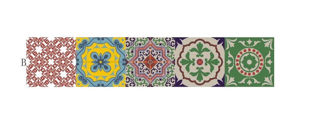 Pegatinas de pared de azulejos de cerámica de colores, papel tapiz de decoración del hogar, armario, baño, cocina, póster artístico de vinilo, pelar y pegar: MZ012   B / 15cmX75cmX1pc