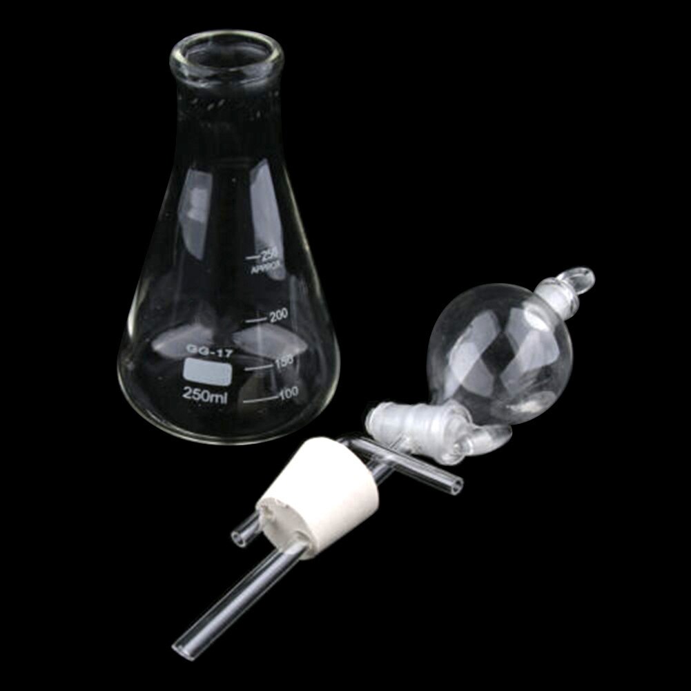 Glass Conical Flask Separatory Funnel Stopper Lab Gas Generator Apparatus Kit like oxygen hydrogen and carbon dioxide