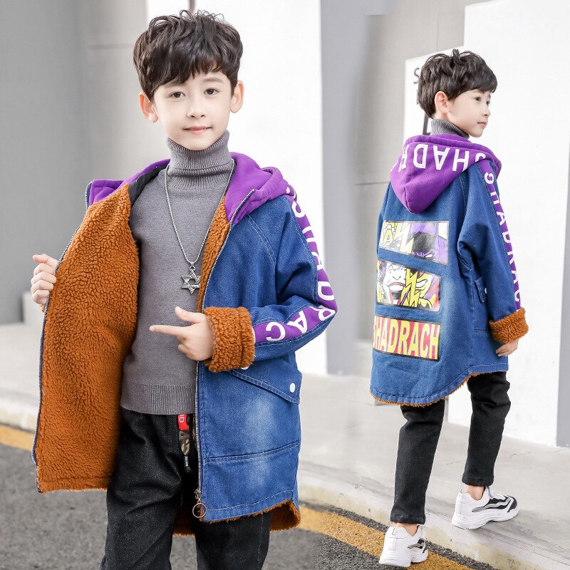 neue herbst winter kleidung kinder unten kleidung parkas warme oberbekleidung mit kapuze cowboy mäntel für jungen kinder jacke windjacke