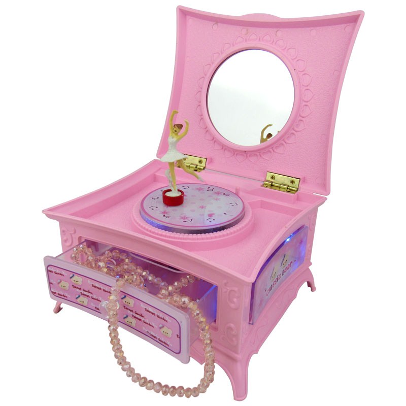 European Style LED Light Ballerina Musical Box Clockwork Automatic Rotation Christmas for Beautiful Girls