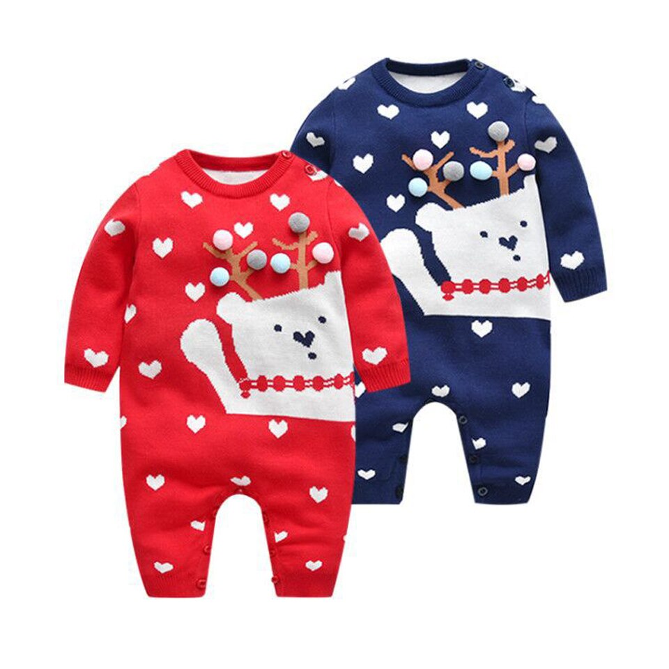 Cute Baby Girls Christmas Sweater Winter Boys Sweaters Kids Clothes Cartoon Deer Embroidery Christmas Children Girls Knit Tops