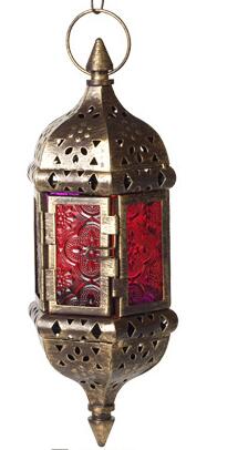 Farol colgante Vintage de Metal, candelabro marroquí, decoración de Navidad para jardín,: Rojo