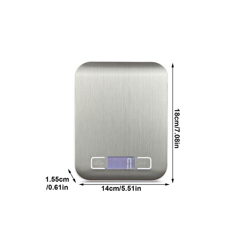 Silver Electronic Kitchen Scales Electronic Cooking Scale Stainless Steel With LCD Display Food Scale For Home And Kitchen