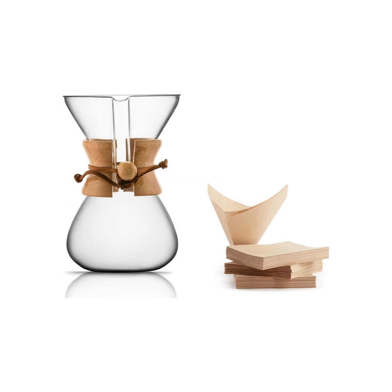 Epinox-equipo de elaboración de café, 600 ml, kemex (servidor de café gotero) + 50 piezas, filtro Compatible con semex, filtro de café içekcek