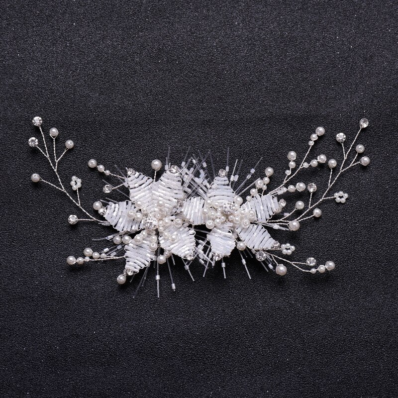Horquillas para el pelo de cristal con flor de perla, peine lateral, tocado para de boda, dama de honor, novia, accesorios para el cabello: C
