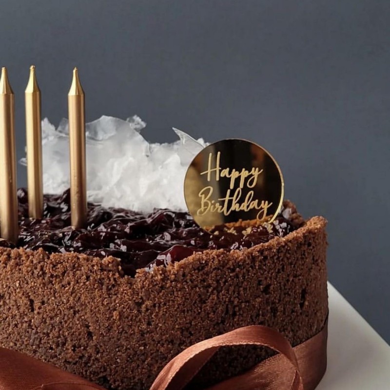 10 stück kuchenaufsätze „glücklich birthday“, goldfarbene, runde acryl-cupcake-aufsätze für kindergeburtstage, babypartys, tortendekorationszubehör
