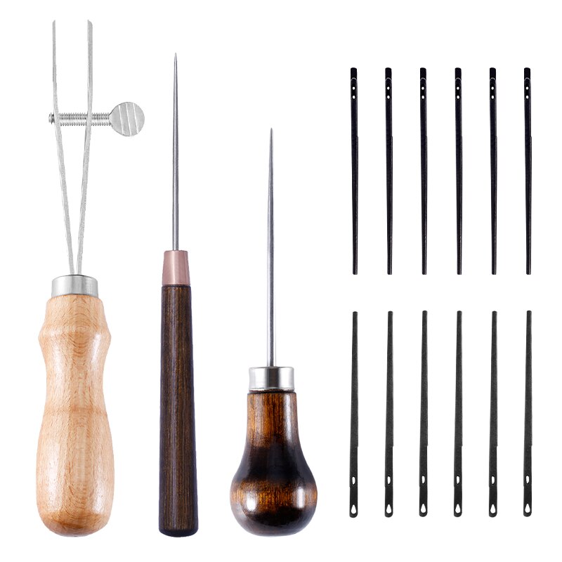 LMDZ Leather Sewing Kit Waxed Thread Leather Needle Awl Leather Hole Punches Leather Working Craft Repair Kit for Hand Sewing: Type 2