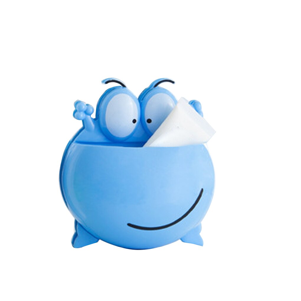 Bathroom Toothbrush Holder Cartoon frog Toothpaste Storage Rack Wall Mount Suction Cup Hook Shower Holder Bathroom Accessories: Blue