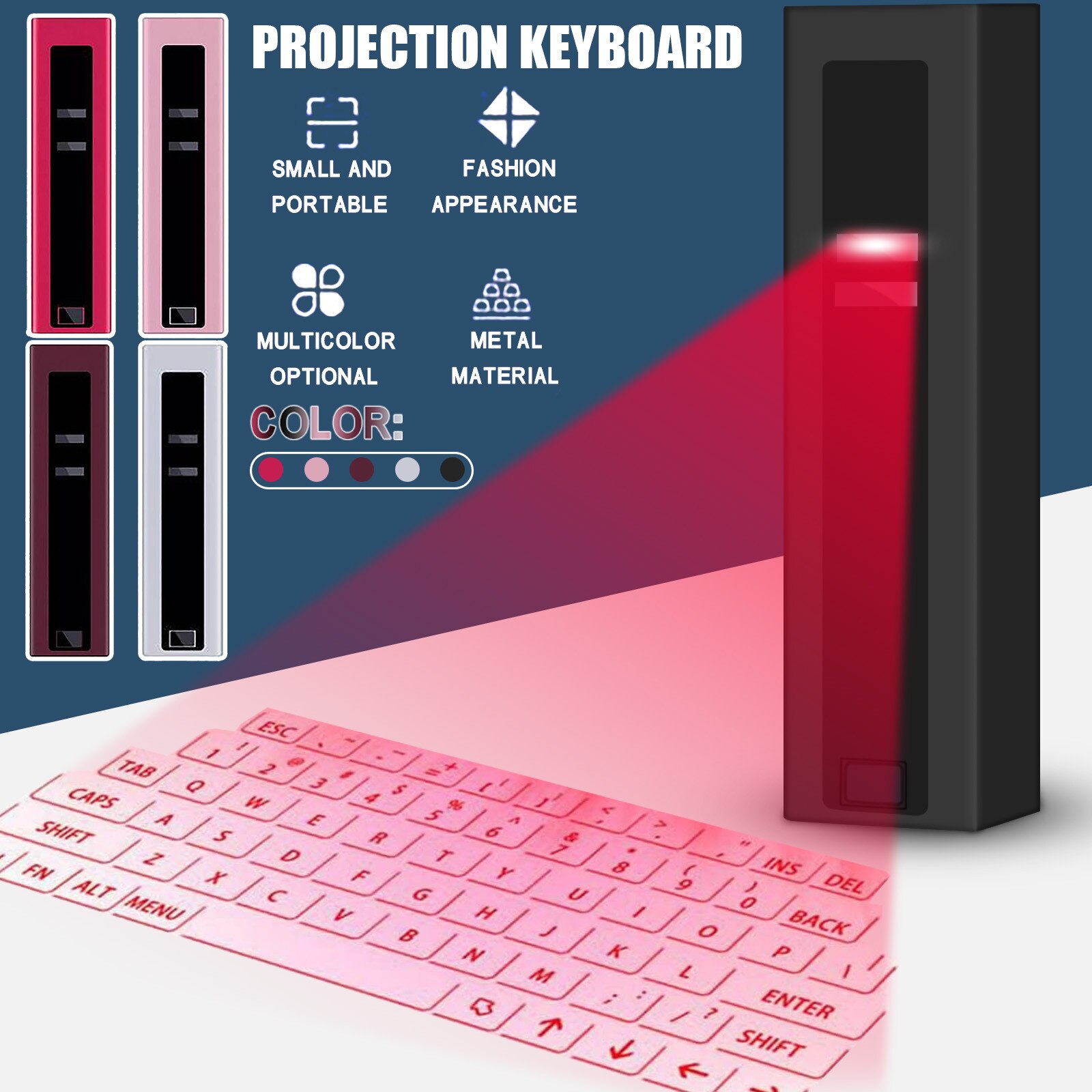 Virtual Wireless Bluetooth Portable Projection Keyboard Outdoor Office Portable keyboard For Smart Phone Table Notebook Laptop