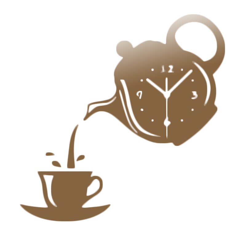 Taza de acrílico para café, tetera, 3D Reloj de pared, relojes decorativos de pared de cocina, reloj de decoración para el hogar, Relojes de pared de cocina, sala de estar