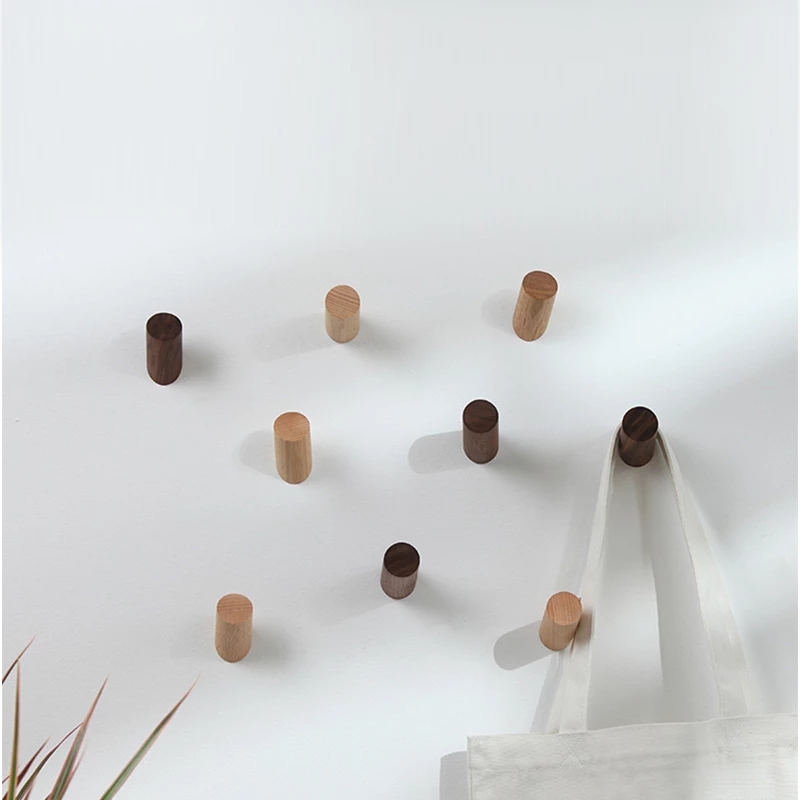 Natuurlijke Houten Muur Gemonteerde Kapstok Decoratieve Sleutelhouder Hoed Sjaal Handtas Opslag Robe Hanger Badkamer Rack Hk-