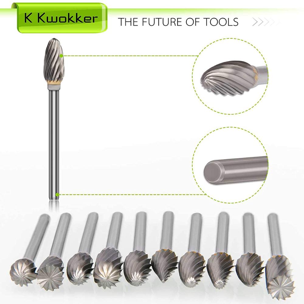 10 Stuks Tungsten Carbide Burr Set 1/8 Schacht Diamant Bestand Rotary Tool Kit Voor Dremel Rotary Boor Grinder Voor Metalen hout Polijsten