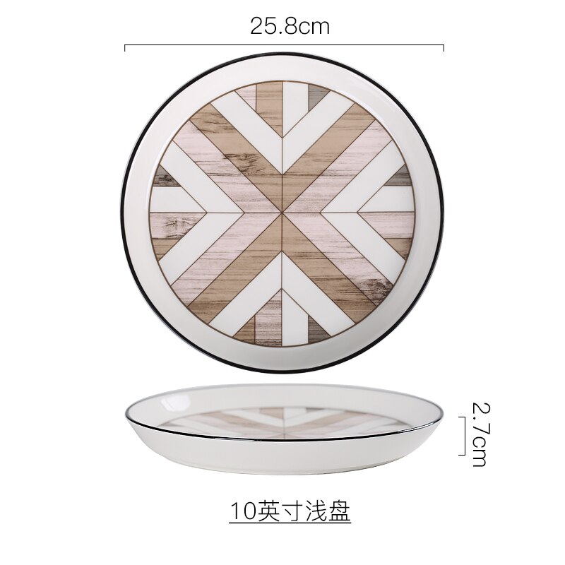 Nordic Dessert Plate Wooden Serving Tray Afternoon Tea Time Coffee Cake Plates Hexagonal Round Desserts Food Organizer Platter: Shallow Plate