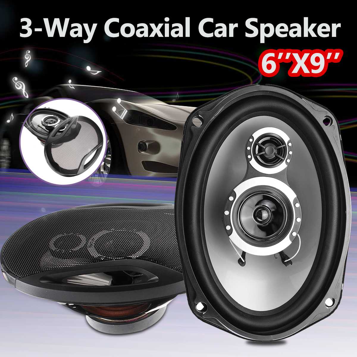 2Pcs 6"x 9" 1000W Universal Car Speaker 3-Way Tweeter Stereo Loudspeaker Bass Car ModificationSuper Power Vehicle Audio Speaker
