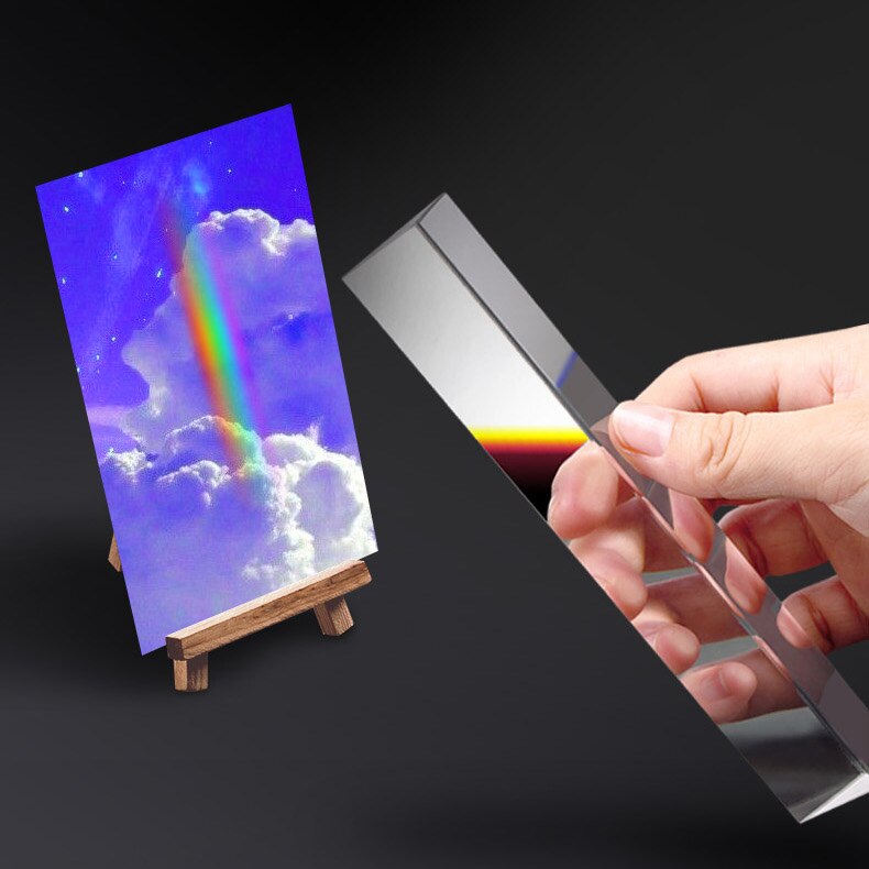 180Mm Rainbow Driehoekig Prisma Optische Prisma Glas Natuurkunde Onderwijs Gebroken Licht Spectrum Kinderen Studenten Aanwezig