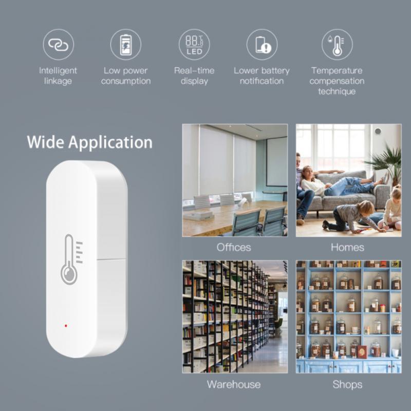 Tuya ZigBee Smart Home Temperature And Humidity Sensor Works With Alexa Google Assistant And Tuya Zigbee Hub Battery Powered