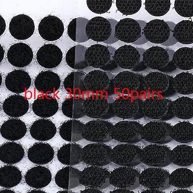 Selbst Klebe Verschluss Band Haken und Schleife verrotten Gelb Grün Blau Punkte Aufkleber Runde Starken Klebstoff Dual Band 10mm 15mm 100Paare: 30mm Schwarz 50 Paar