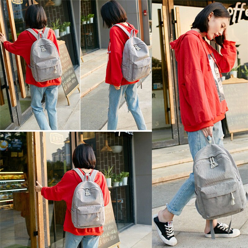 NOENNAME_NULL Men Women Travel Canvas Backpack Rucksack Camping Laptop Hiking School Book Bag