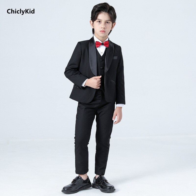 Boys Wedding Suit Moring Coat Teen Gentlemen Kids Formal Tuxedo Dress Child Party Blazer Vest Bowtie Pant Toddler Clothes Sets