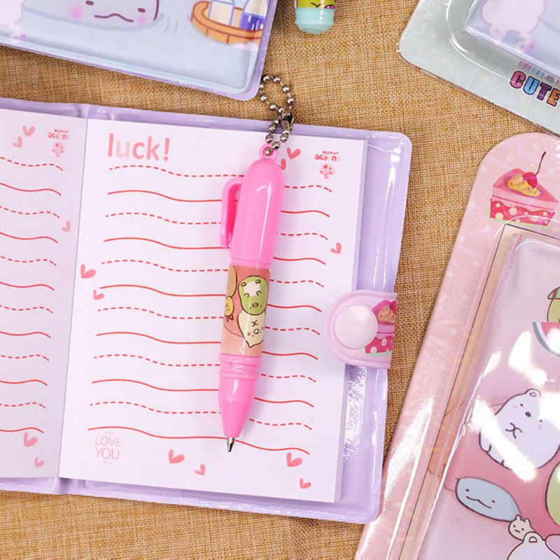 Cute Cartoon Notebook with Ballpoint Pen Journal Diary Planner Notepad School Supplies Stationery