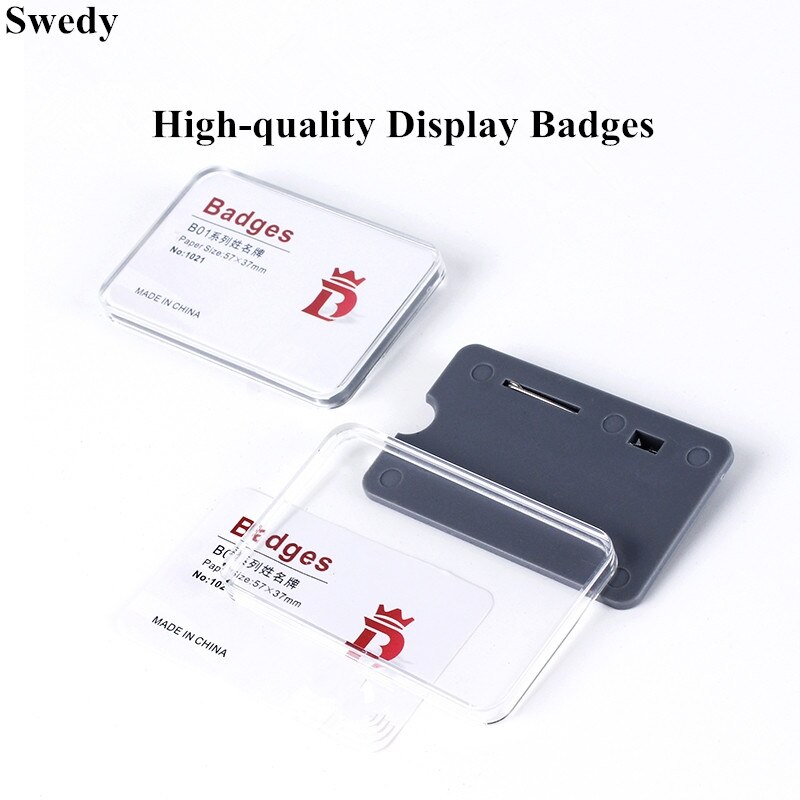 60X40Mm Clear Plastic Horizontale Naam Tags Badge Werk Kantoor Acryl Id-kaart Badge Houders Met Pin