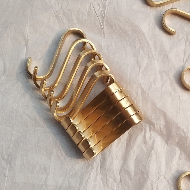 Golden Brushed Brass S-shaped hook multifunctional rack hanging rod hook kitchen universal S hook