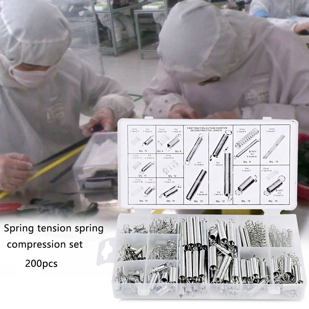 200 Pcs Met Opbergdoos Accessoires Uitbreiding En Compressie Spoel Draagbare Hardware Tool Spring Set Metalen Staal Diverse