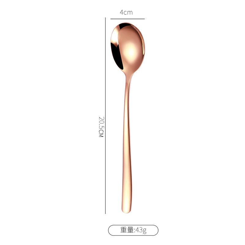 304 Stainless Steel Korean Spoon Long Handle Spoon Dessert Spoon Stirring Spoon Household Eating Soup Spoon Tableware: a3