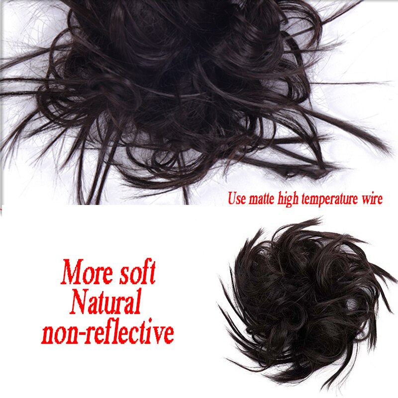 Xuanguang syntetisk rörig chignon munk gary brun färg hår bulle pad elastisk hår rep gummiband hårförlängningar