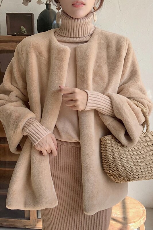 Abrigo de piel sintética para mujer, chaqueta de abrigo de pelo suave para mujer, abrigo de felpa informal, prendas de vestir de felpa F109, Otoño e Invierno