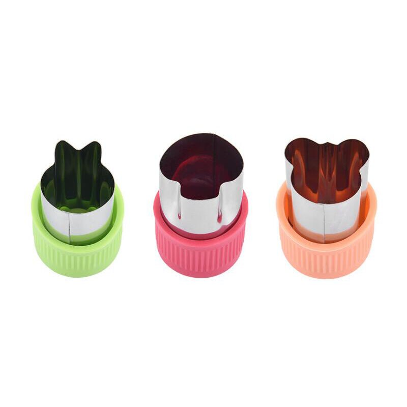Keuken Gadgets Plastic Handvat Draagbare Ster Hart Vorm Kokhulpmiddelen Rvs Groenten Cutter Fruit Snijden Sterven 3Pcs: Bunny set