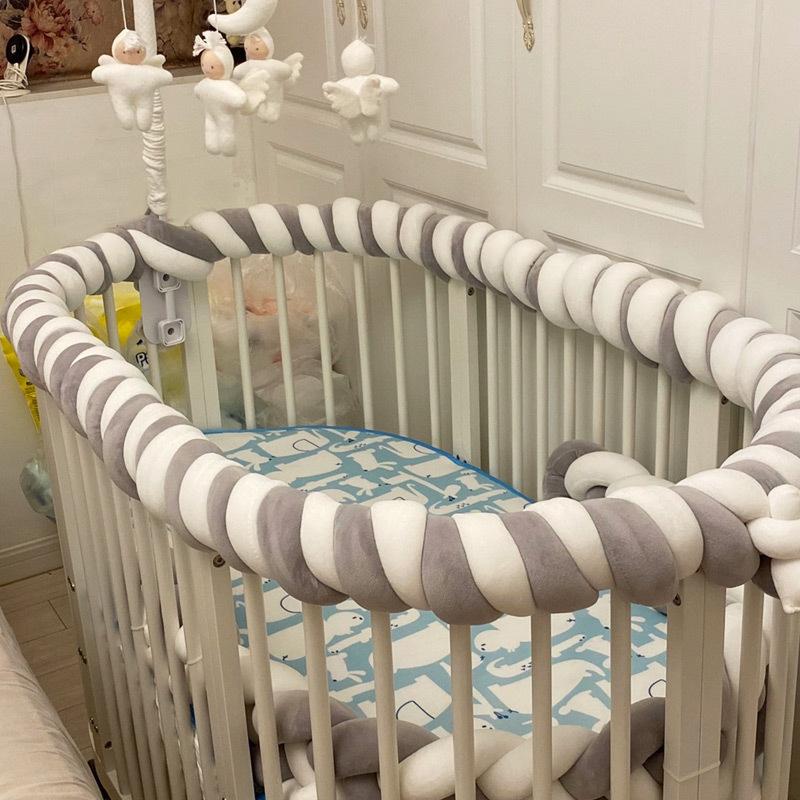 2M Baby Bett Stoßstange Seiten in sterben Krippe nordisch handgefertigt flechten Krippe Stoßfänger Geflecht Knoten Neugeborenen Bett Barriere Baby Zimmer Dekor