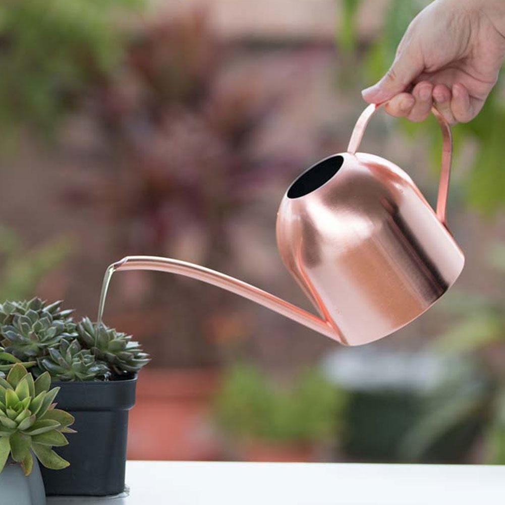 500ML Stainless Steel Long Mouth Watering Pot Green Plant Watering Can Golden Small Watering Gardening Tools Control Water