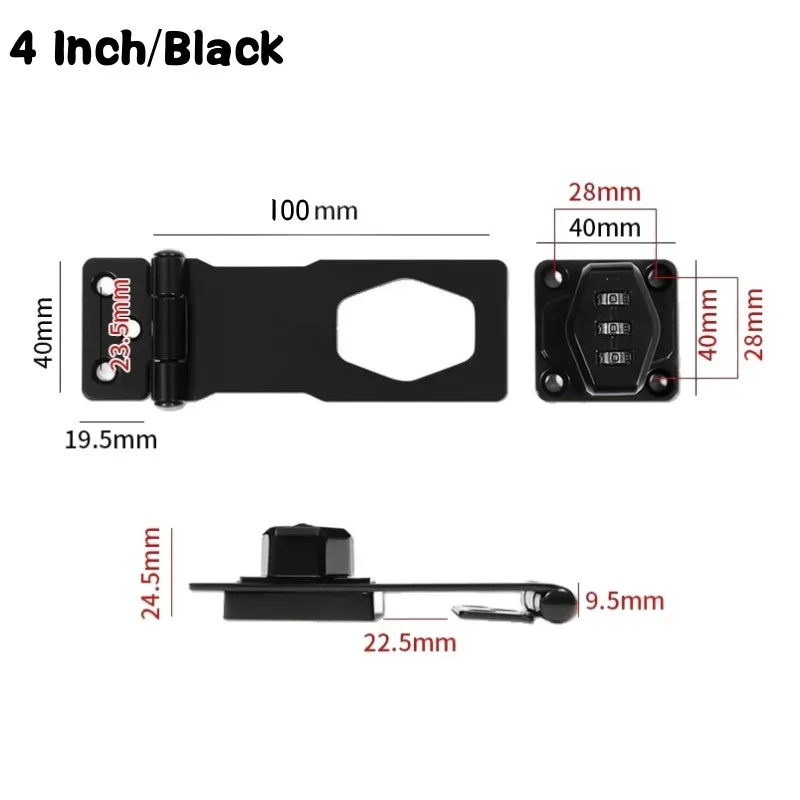 Keyless Security Cam Lock Huishoudelijke Kast Wachtwoord Hasp Sloten Anti-Diefstal Combinatieslot Zinklegering Wachtwoord Ladesloten: Black