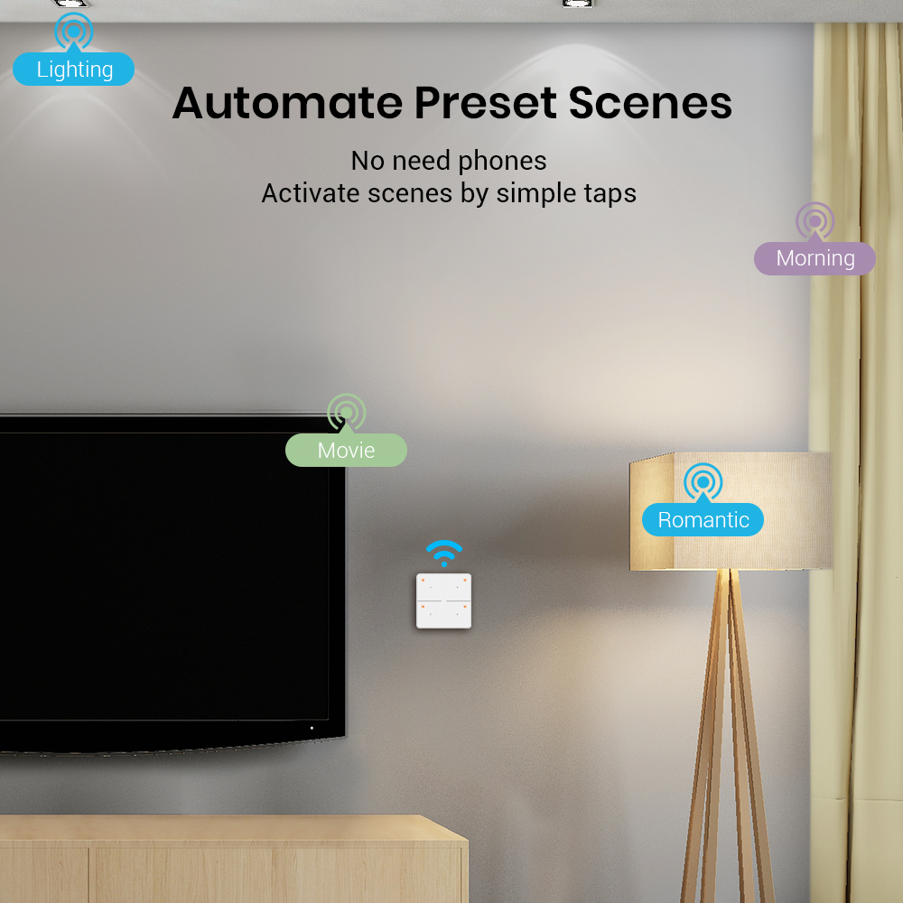 Broadlink  sr3 fjärromkopplare smart wi-fi-knapp för scenkontroll fungerar med alexa, google home, ifttt