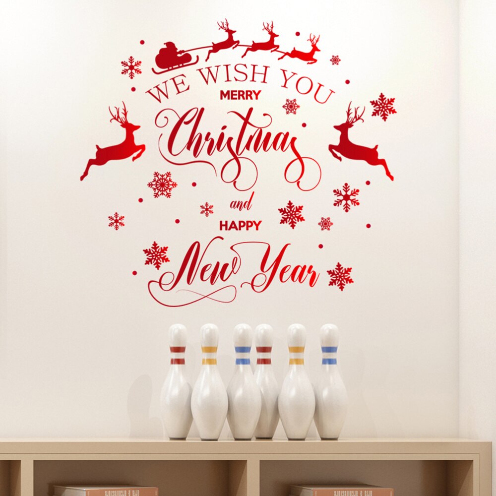 1Pc Christmas Decorative Stickers Elk Pattern Wallpaper Room Background Sticker