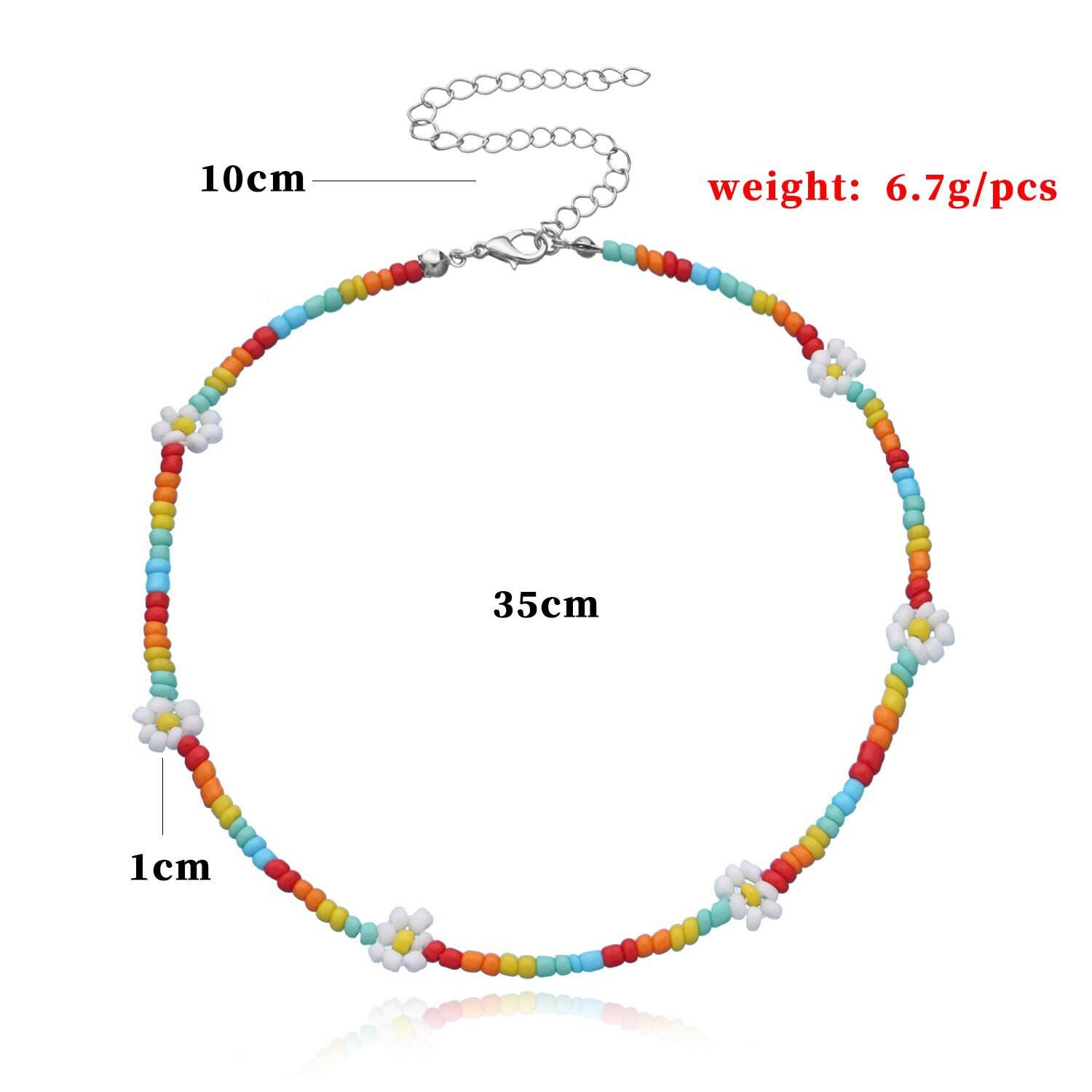 Collier ras du cou court pour femmes, jolie chaîne de perles colorées avec des fleurs de marguerite, bijoux de , coréenne