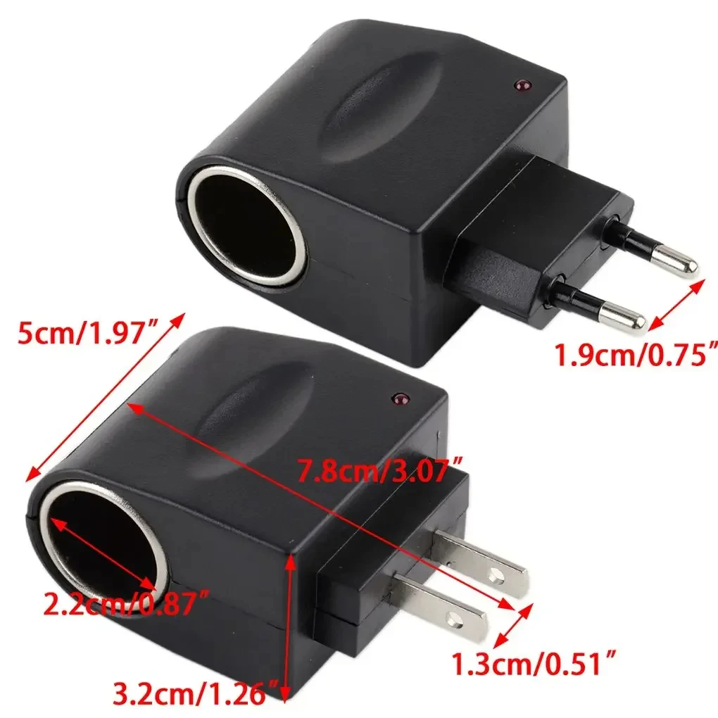 Ac-adapter med biluttak, billader, eu-plugg , 220v ac  to 12v dc, bruk for elektroniske bilenheter, bruk hjemme