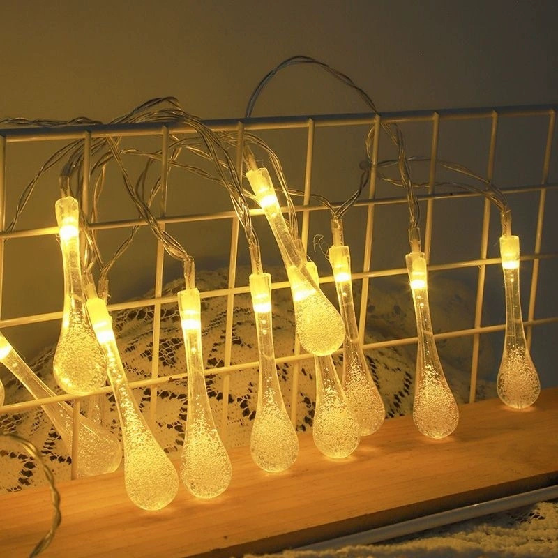 Guirnalda de luces LED con gotas de agua y batería, guirnalda impermeable para decoración exterior, luces Fariy, Navidad, boda, jardín, habitación