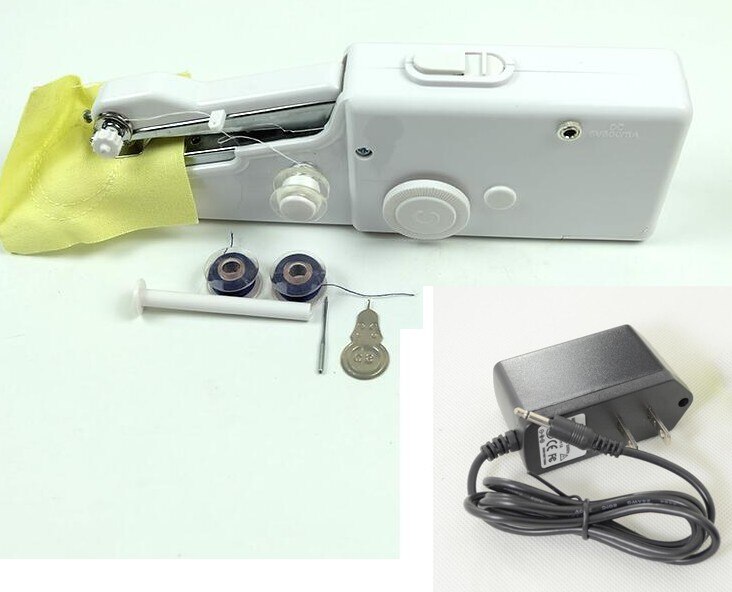 Mini Portable Handheld sewing machines handy stitch Sew needlework Cordless Clothes Fabrics Electric Sewing Stitch Set DIY tool: machine US adapter