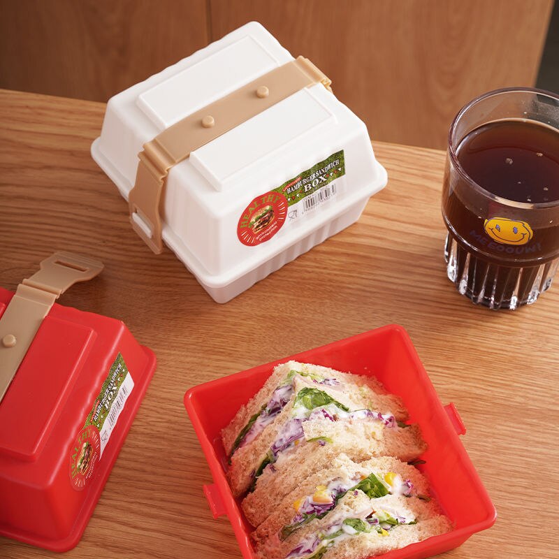 Sandwich Box Lunch Boxes Portable Bento Box Food Hamburger Containers Storage Organizer Kitchen Accessories Japanese Square PP