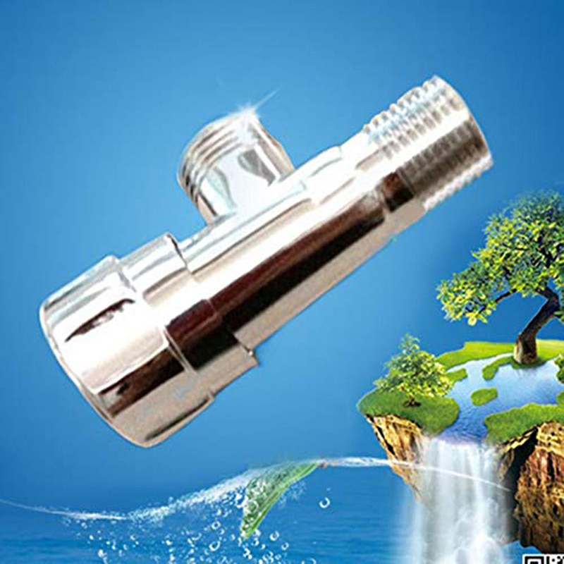 1PC Copper and Cold Water Triangle Valve Flow Control Valve Three-Way Valve Durable Thread Bathroom Angle Valve