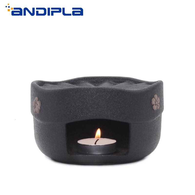 Styl japońnarty czarny Zen gruba ceramika czajnik robić herbaty świeca ogrzewanie podstawa ceramiczna zestaw robić herbaty Kung Fu kawy podgrzewacz robić mleka uchwyt czajniczek