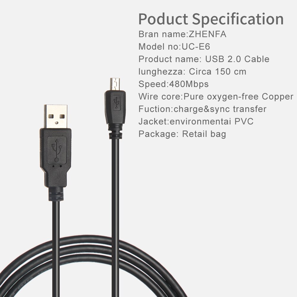 Zhenfa Chargeur câble USB pour Appareils OLYMPUS VG160 VG140 VR360 VR330 VR310 FE280 FE4050 VG170 VG120 VG130 VH210 FE5040 VH410